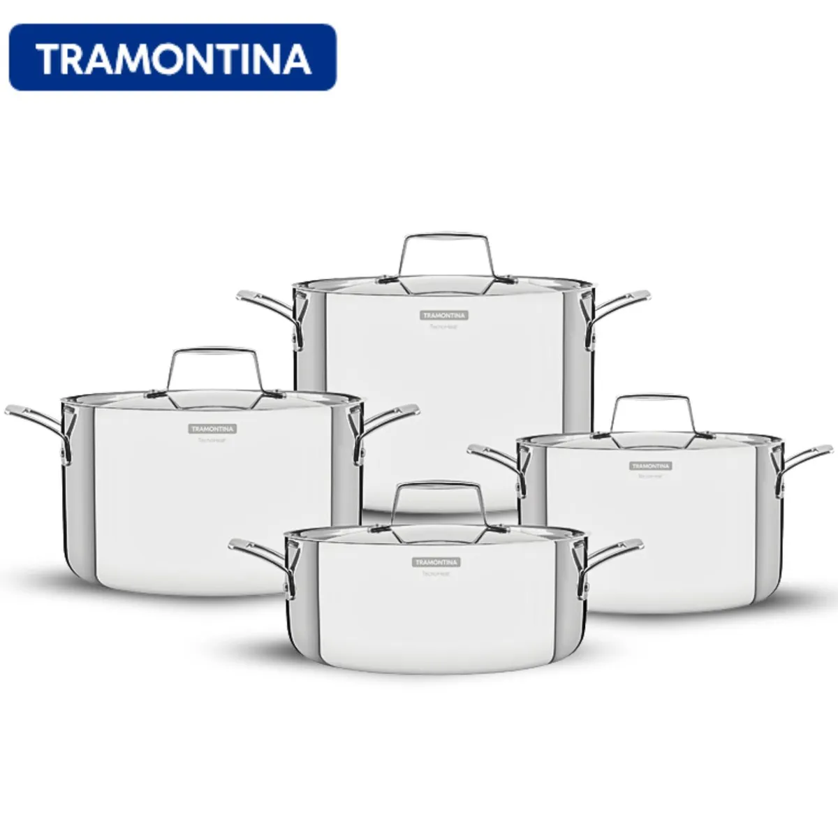 TRAMONTINA - Juego de Batería de Ollas Grano x8 Piezas Acero Inoxidable