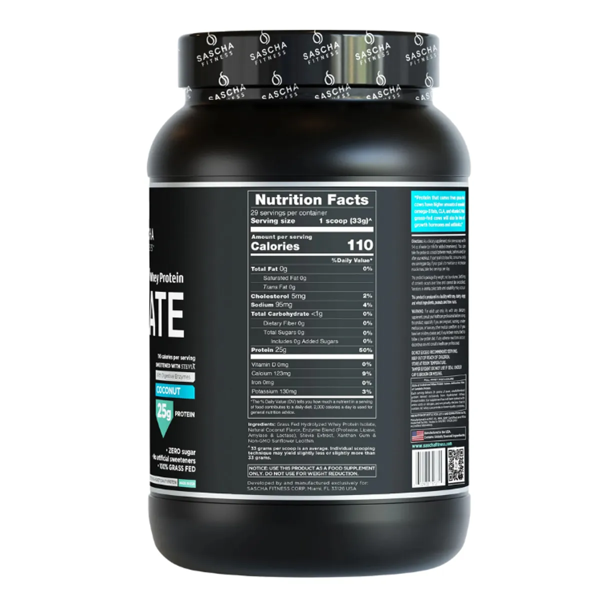 SASCHA FITNESS - Proteína Hidrolizada Coco 2.11 lbs