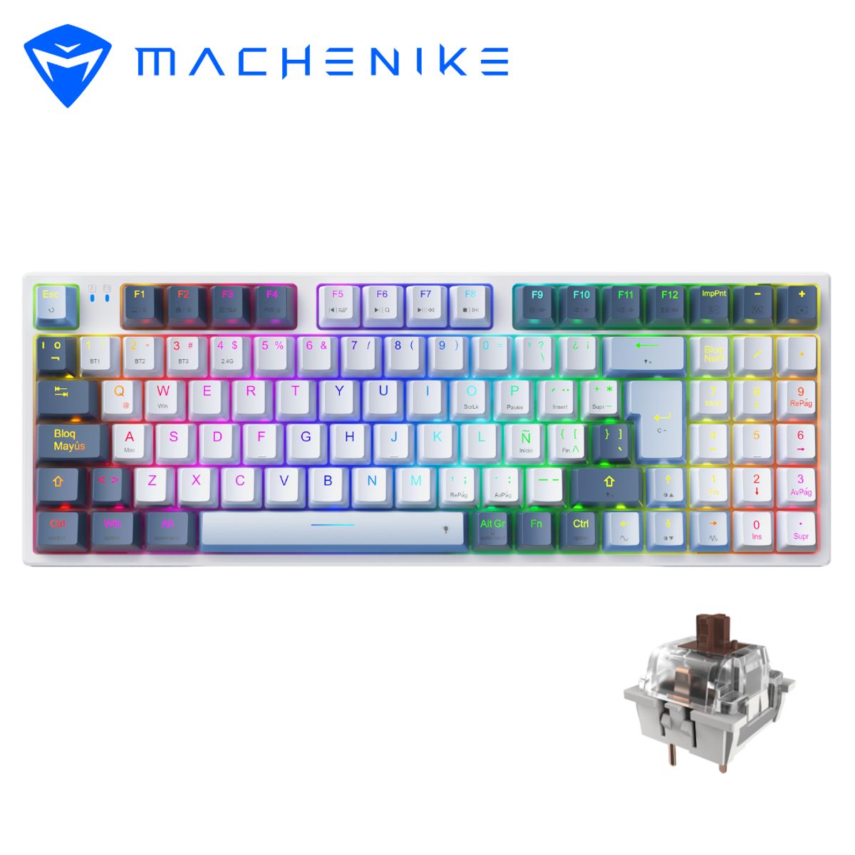 MACHENIKE - Teclado Mecánico Inalambrico Machenike K500 Pro Switches Marrones
