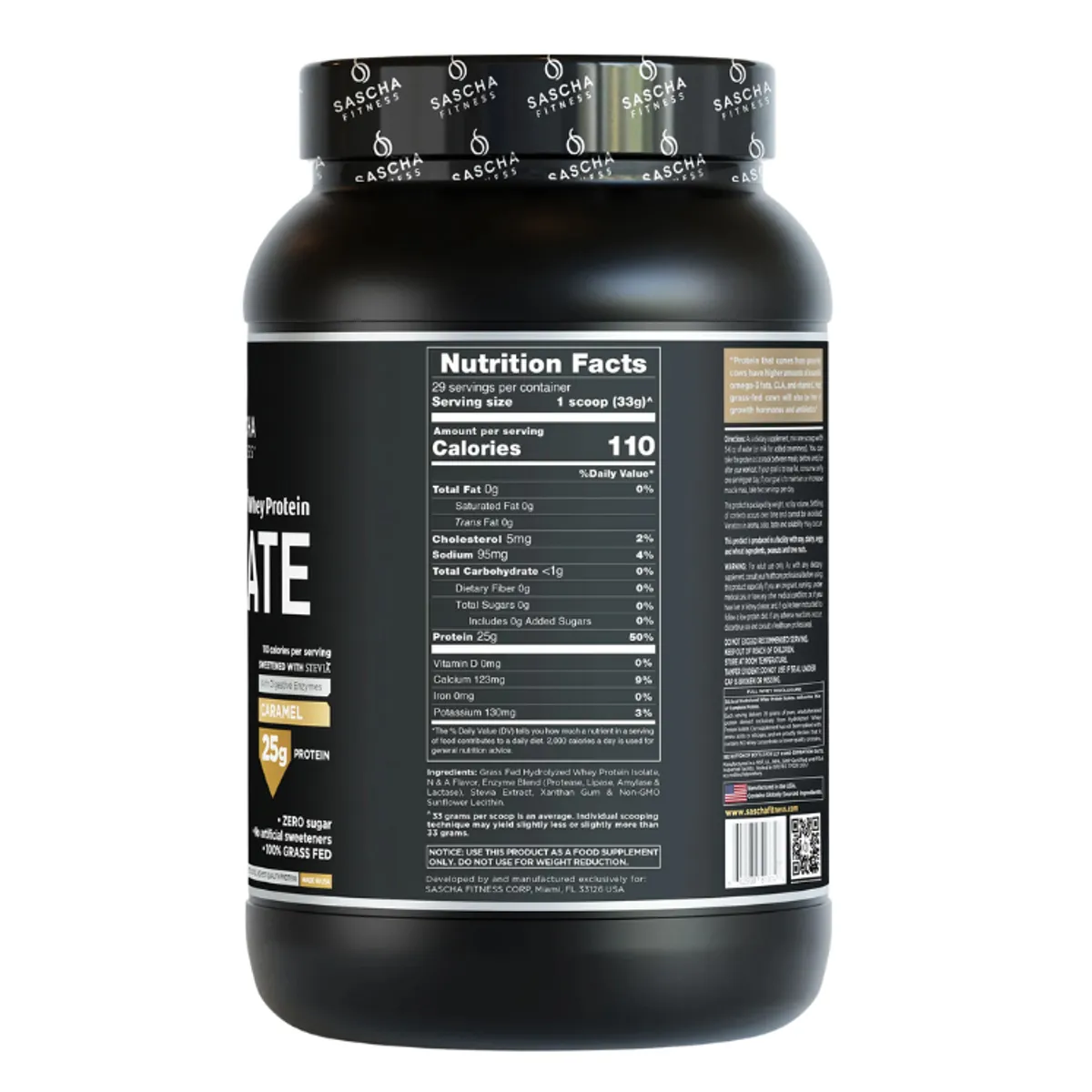 SASCHA FITNESS - Proteína Hidrolizada Caramelo 2.11 lbs