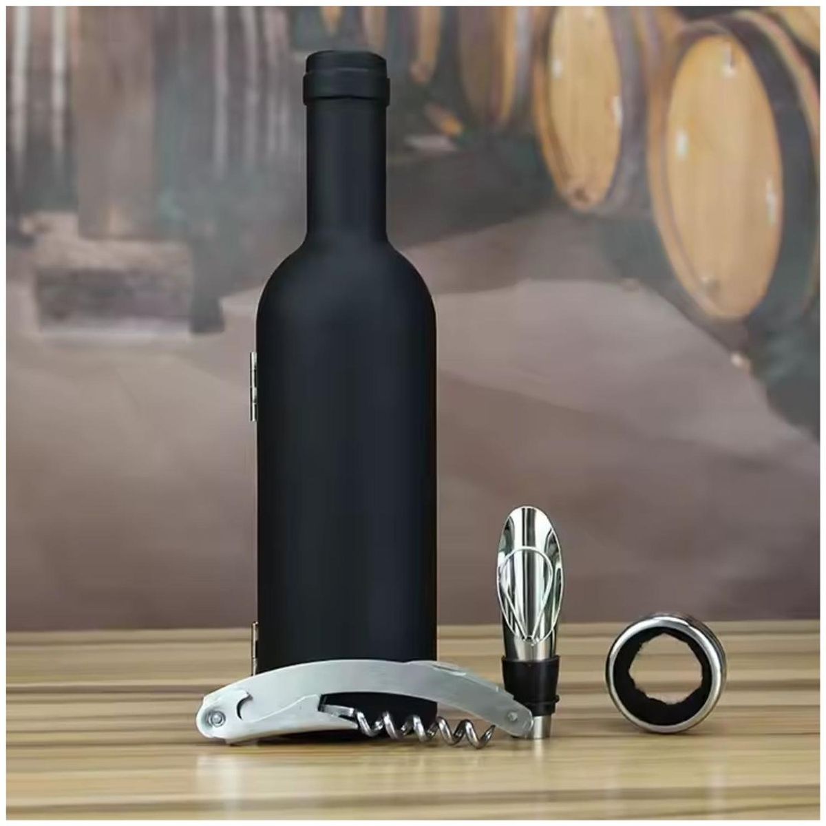 GENERICO - Set de 3 Piezas Abridor Sacacorchos para Vinos en Forma de Botella