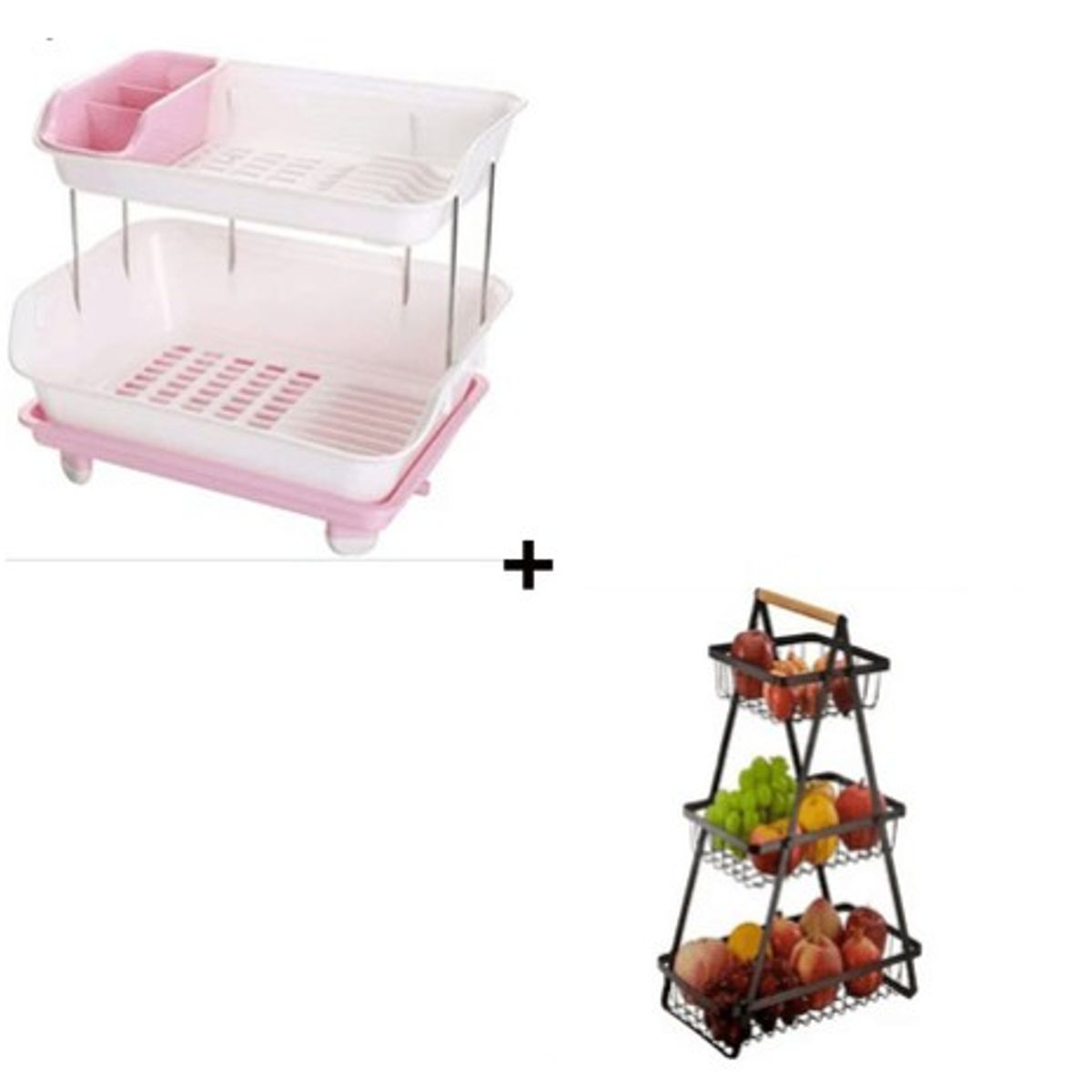 GENERICO - Escurridor  Platos 2 Niveles + Cesto de Frutas Triangular