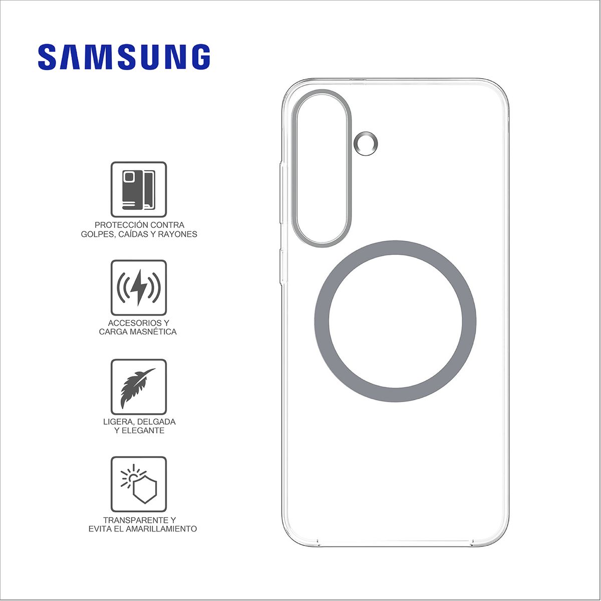 SAMSUNG - Case Samsung Clear Magnet Gp-Ffs936Ycatw Para El Galaxy S25 Plus Transparente
