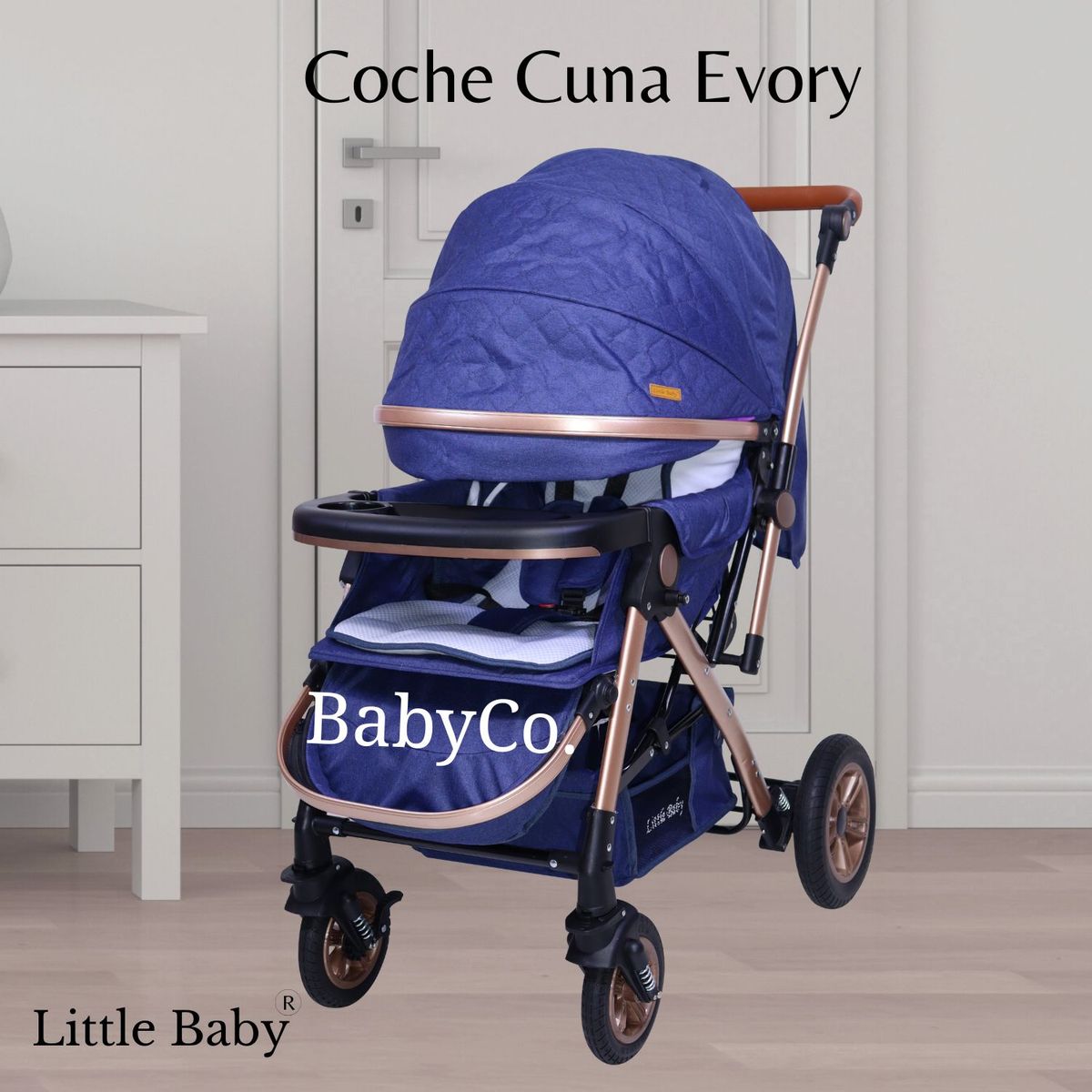 LITTLE - Coche Cuna Para Bebe «EVORY» Azul