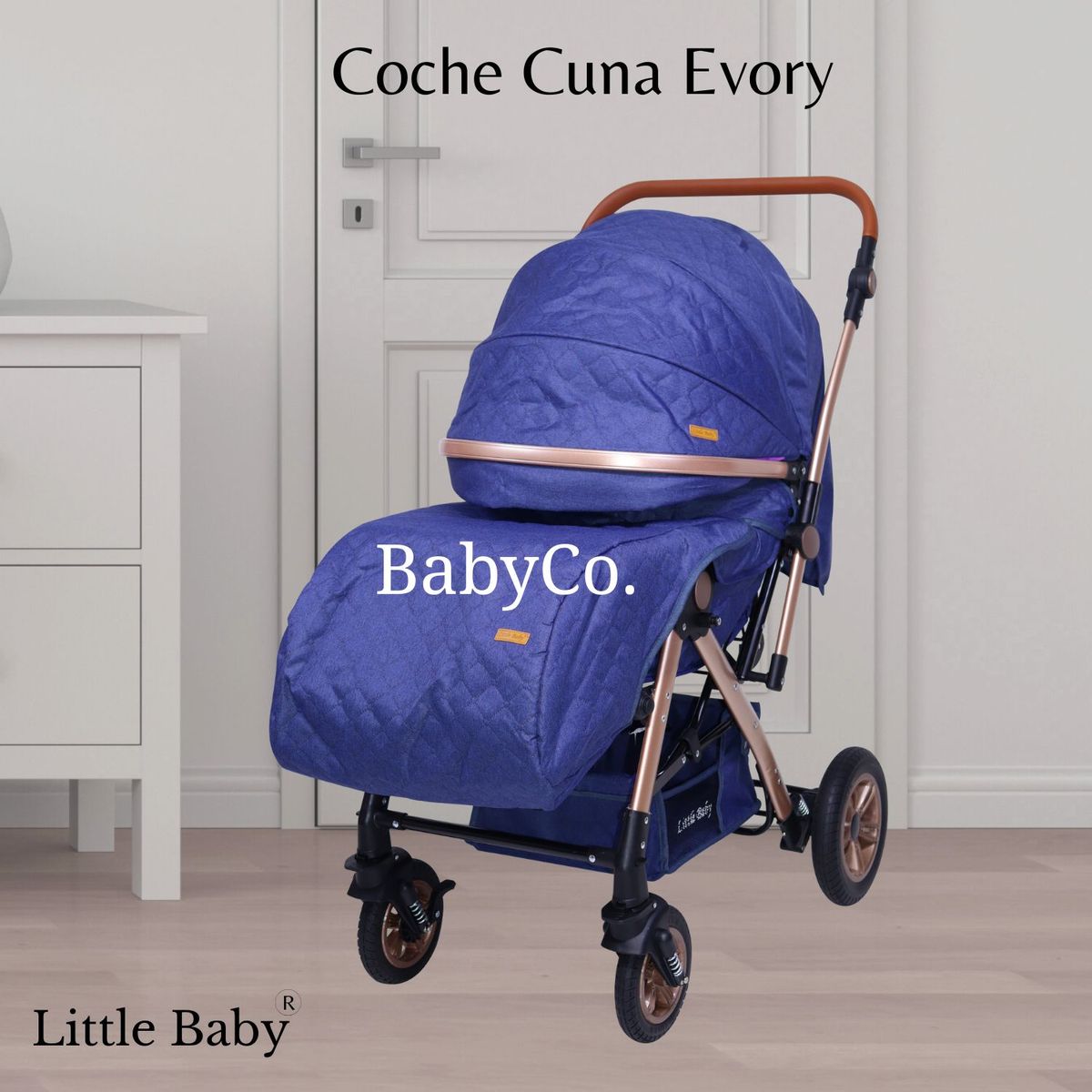 LITTLE - Coche Cuna Para Bebe «EVORY» Azul