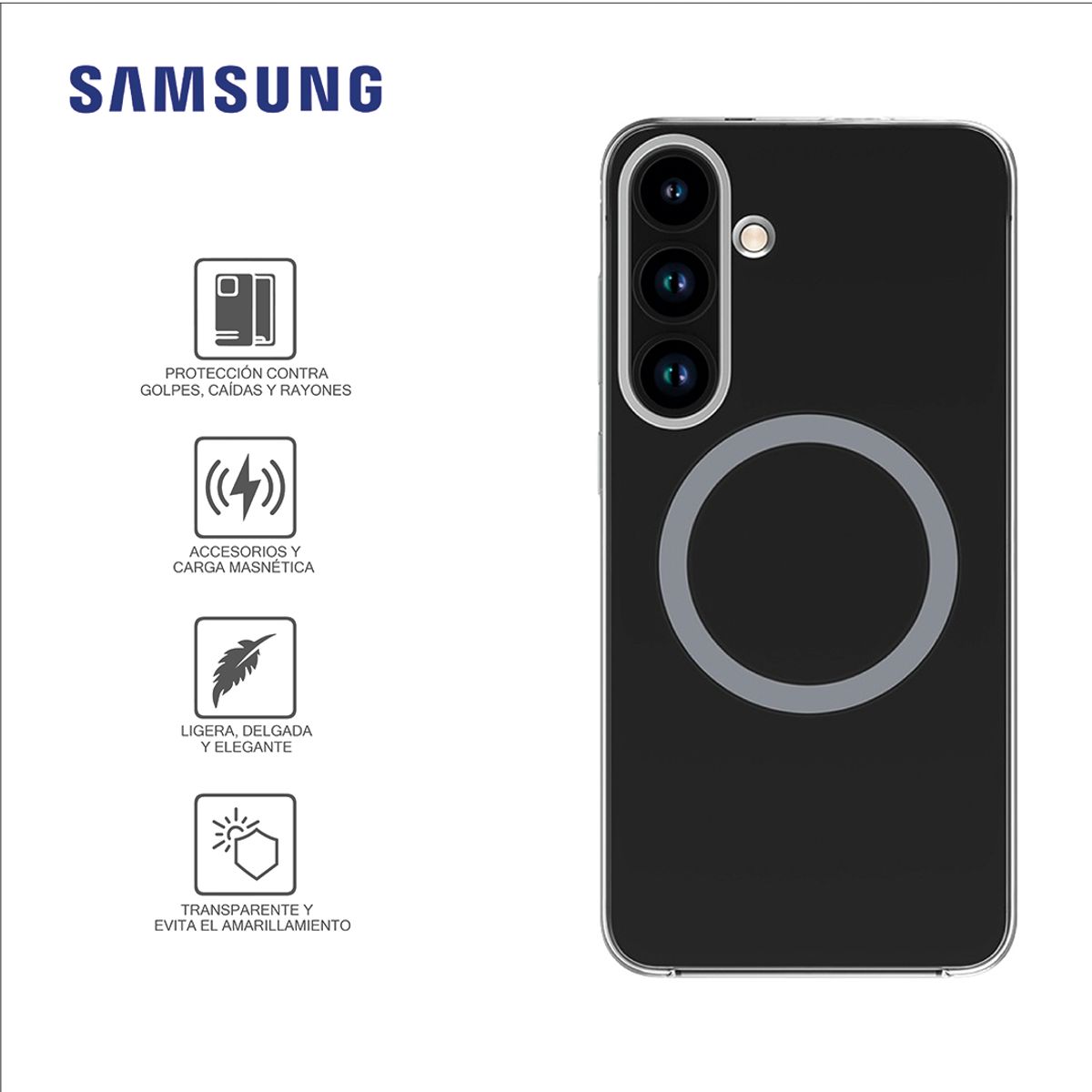 SAMSUNG - Case Samsung Clear Magnet Gp-Ffs936Ycatw Para El Galaxy S25 Plus Transparente