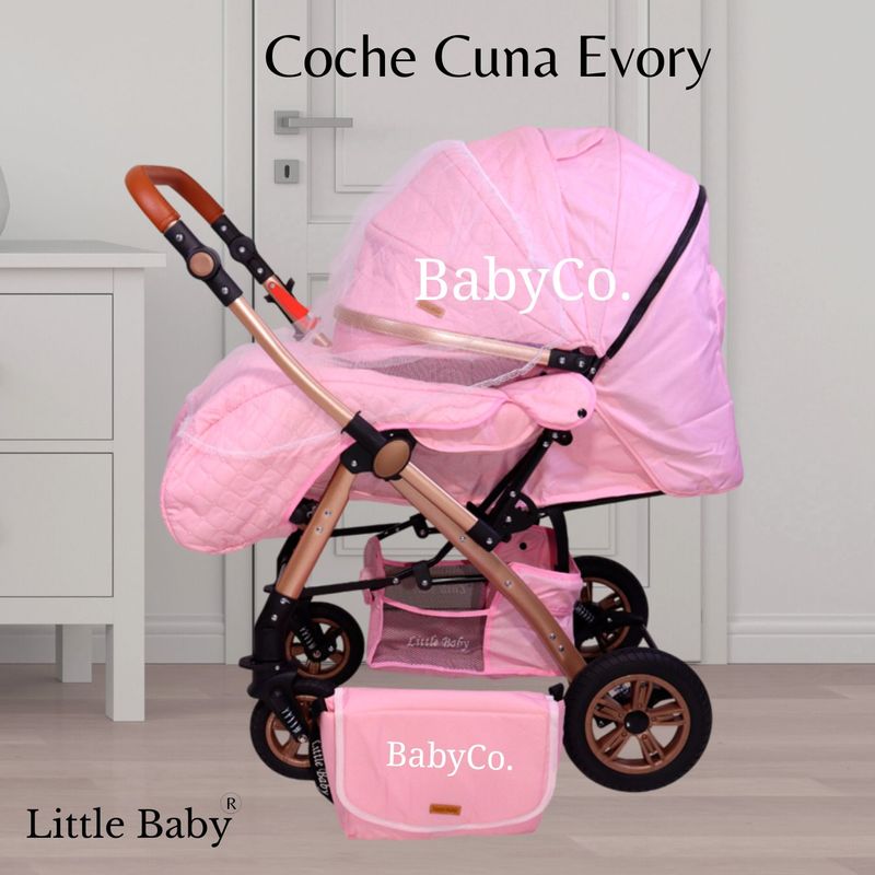 LITTLE - Coche Cuna Para Bebe «EVORY» Rosado
