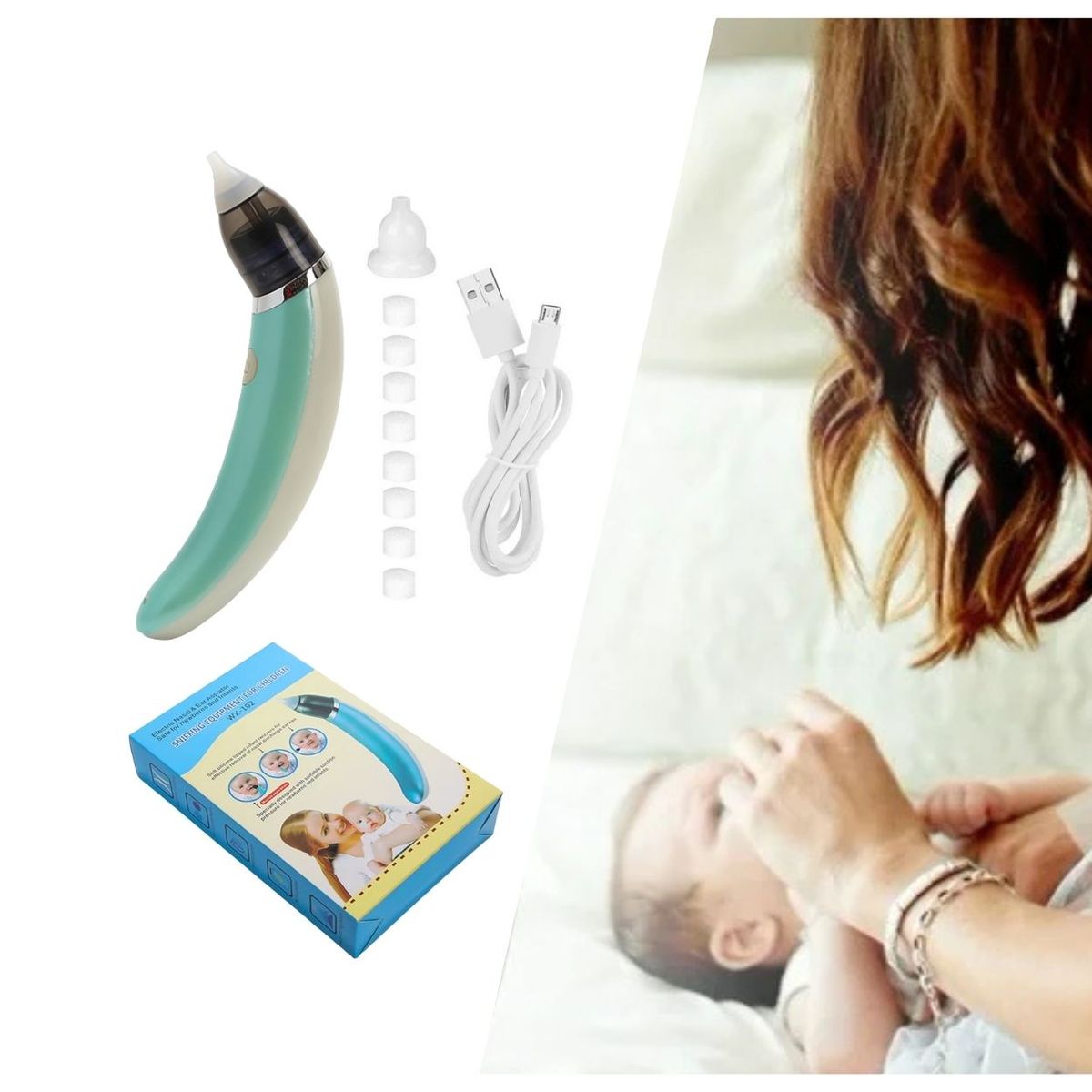 GENERICO - Aspirador Nasal Eléctrico Portátil Recargable para Bebé