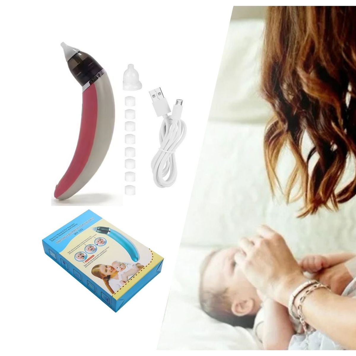 GENERICO - Aspirador Nasal Eléctrico Portátil Recargable para Bebé Niña - Color Aleatorio