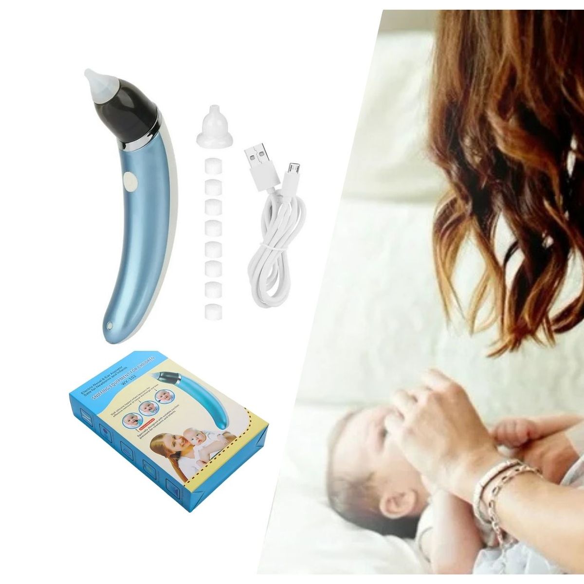 GENERICO - Aspirador Nasal Eléctrico Portátil para Bebé - Azul