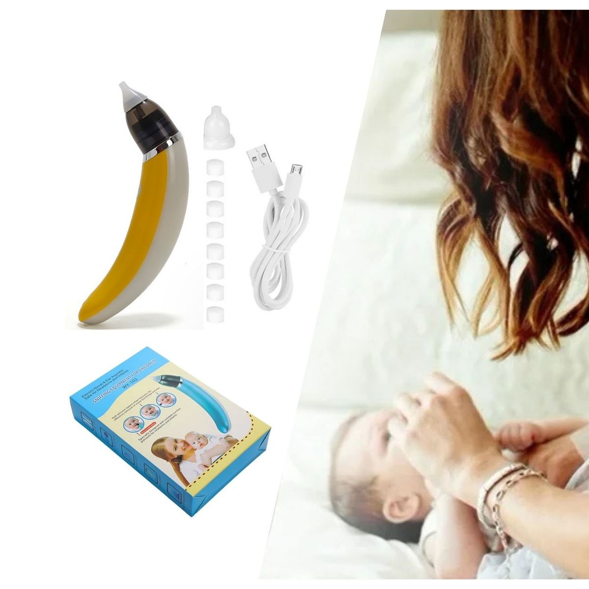 GENERICO - Aspirador Nasal Eléctrico para Bebé - Amarillo