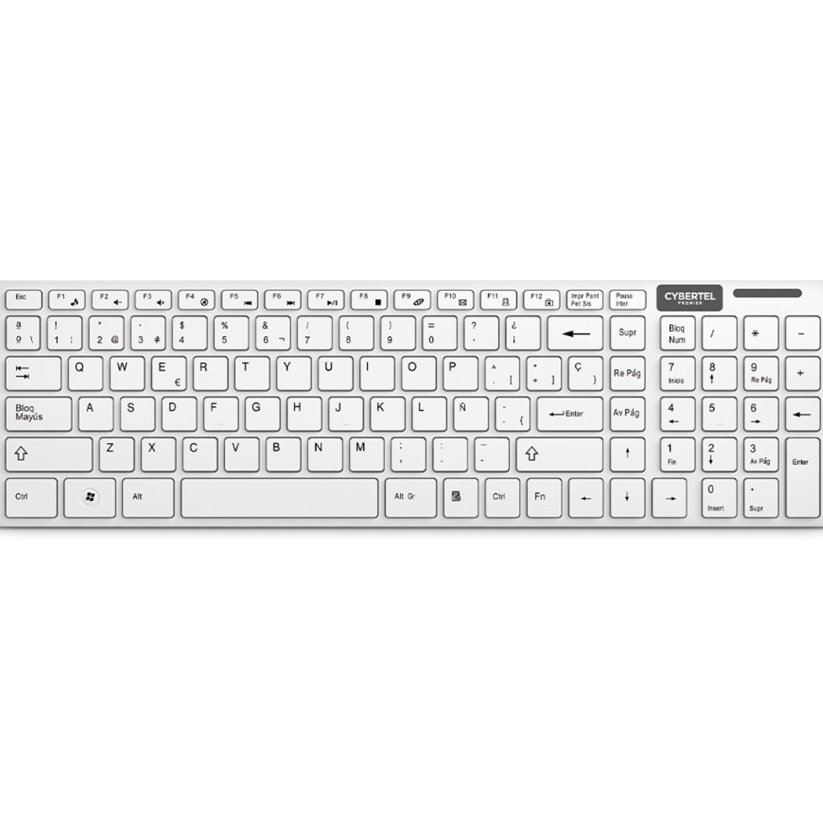 CYBERTEL - Teclado y Mouse inalámbrico color Blanco Cybertel PREMIER CYB WT802W