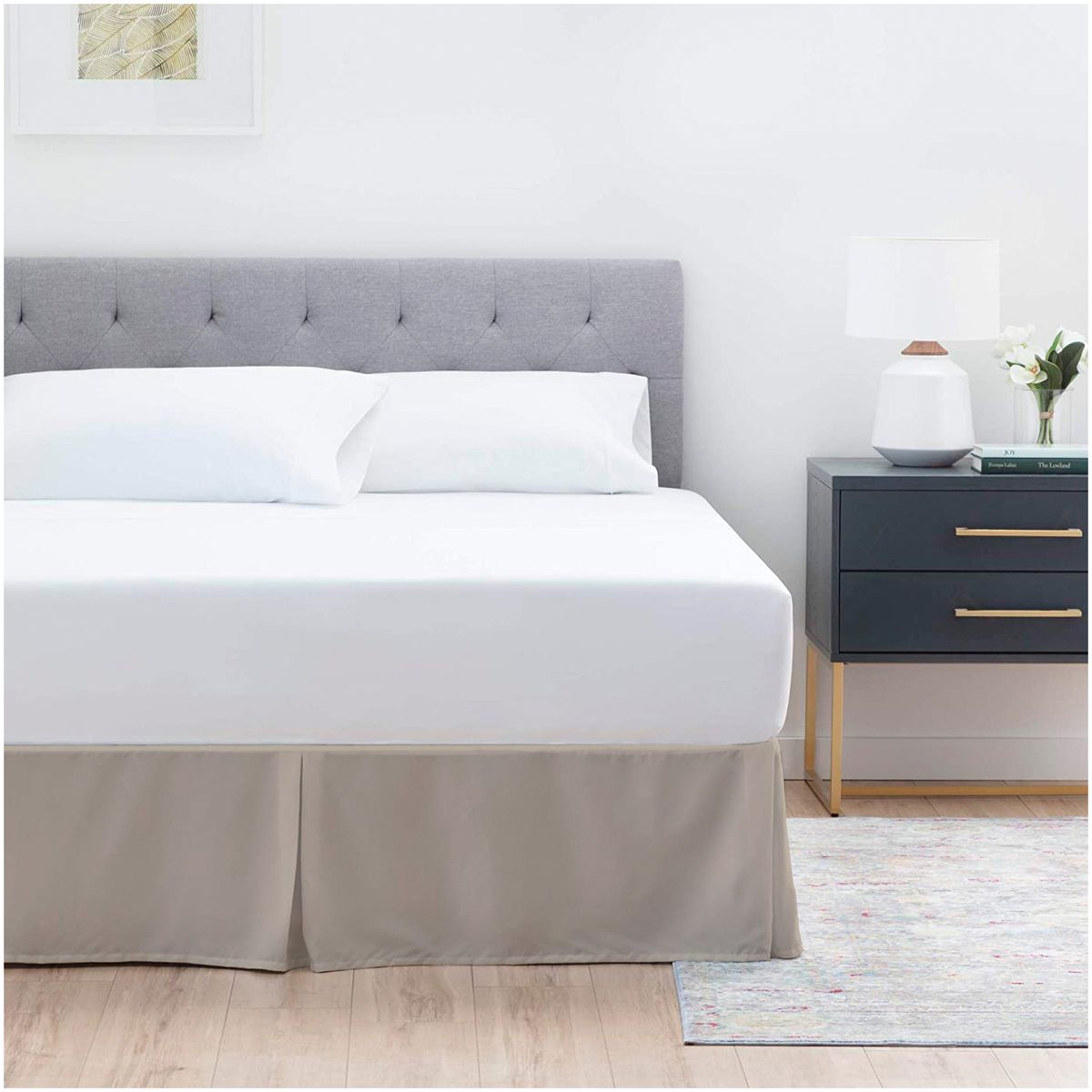 GENERICO - FALDON DE TARIMA QUEEN 160CM x 200CM ELEGANCE DRILL BEIGE CLARO 30CM