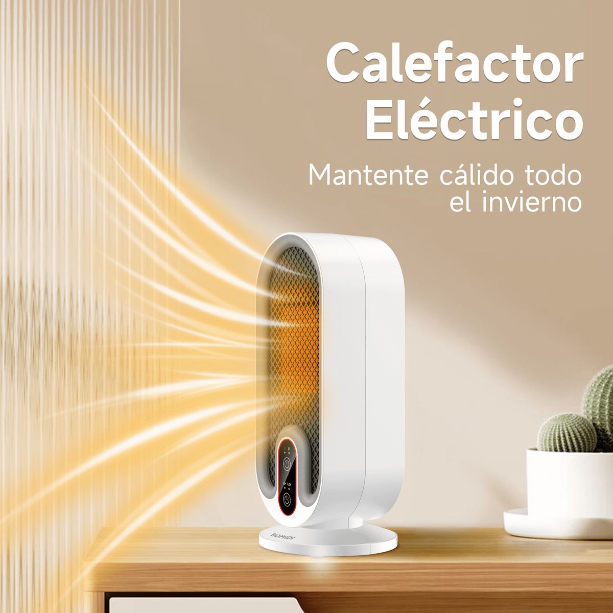 BOMIDI - Calefactor Eléctrico Bomidi H6 750W con Termostato y Temporizador