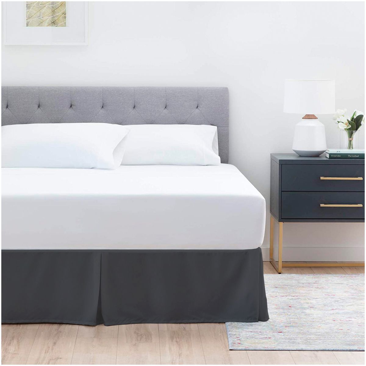 GENERICO - FALDON DE TARIMA QUEEN 160CM x 200CM ELEGANCE DRILL GRIS OSCURO 30CM