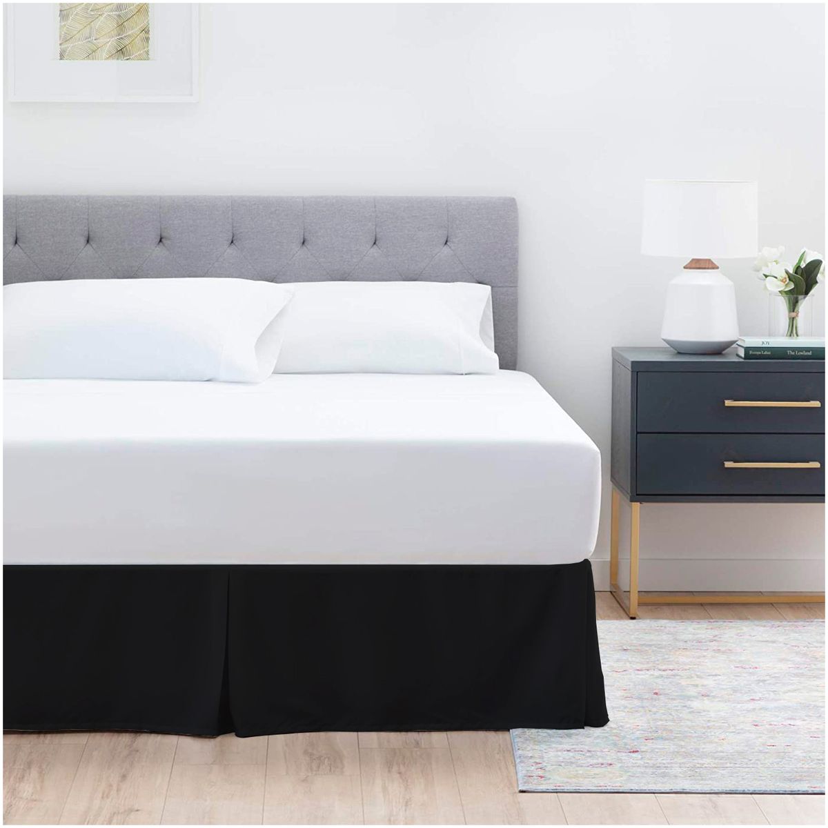 GENERICO - FALDON DE TARIMA QUEEN 160CM x 200CM ELEGANCE DRILL NEGRO 30CM