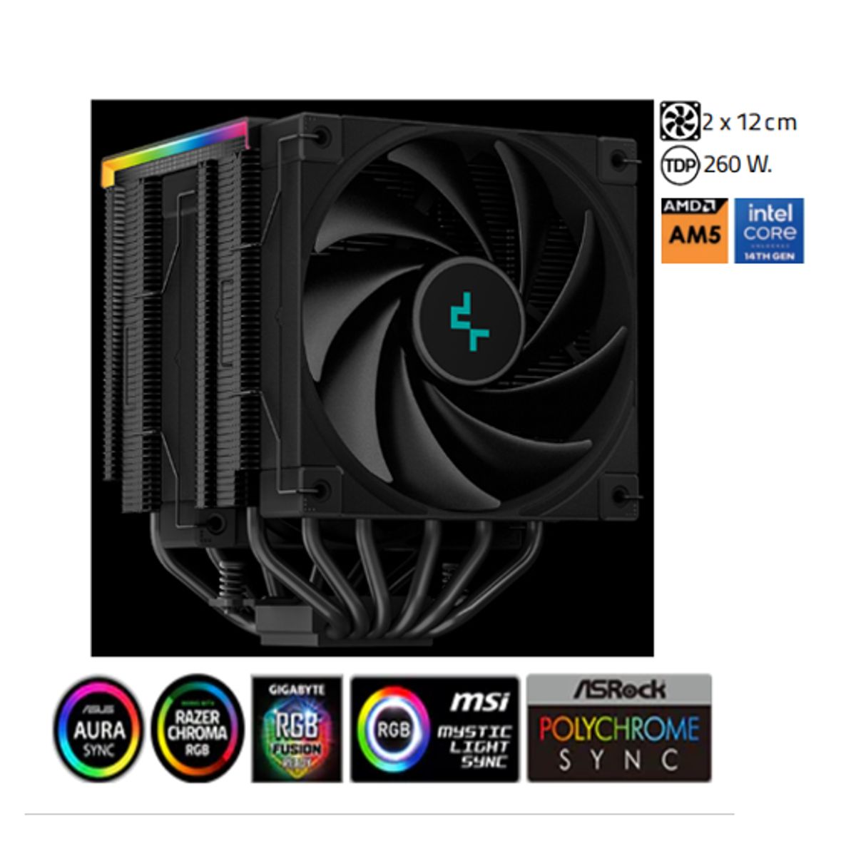 DEEPCOOL - Disipador Por Aire AK620 DIGITAL 2 x 12 cm. 260 W  DeepCool