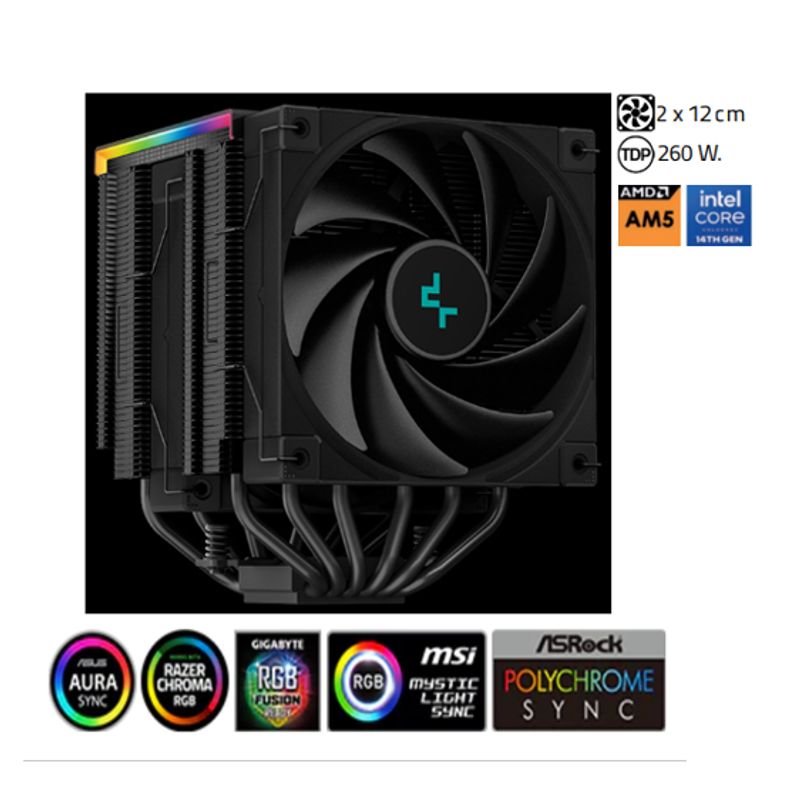 DEEPCOOL - Disipador Por Aire AK620 DIGITAL 2 x 12 cm. 260 W  DeepCool