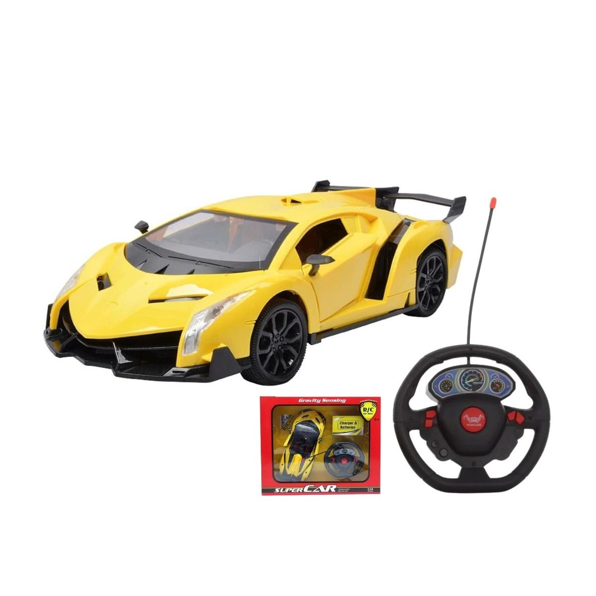 GENERICO - Juguete Coche Deportivo Recargable a Control Remoto Amarillo