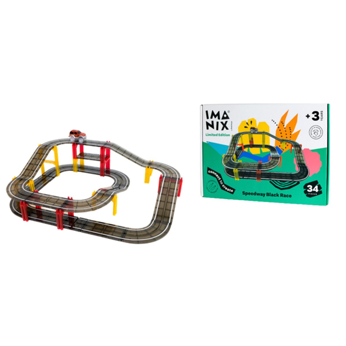 IMANIX - Imanix Set magnético pista carrera de velocidad 34 piezas