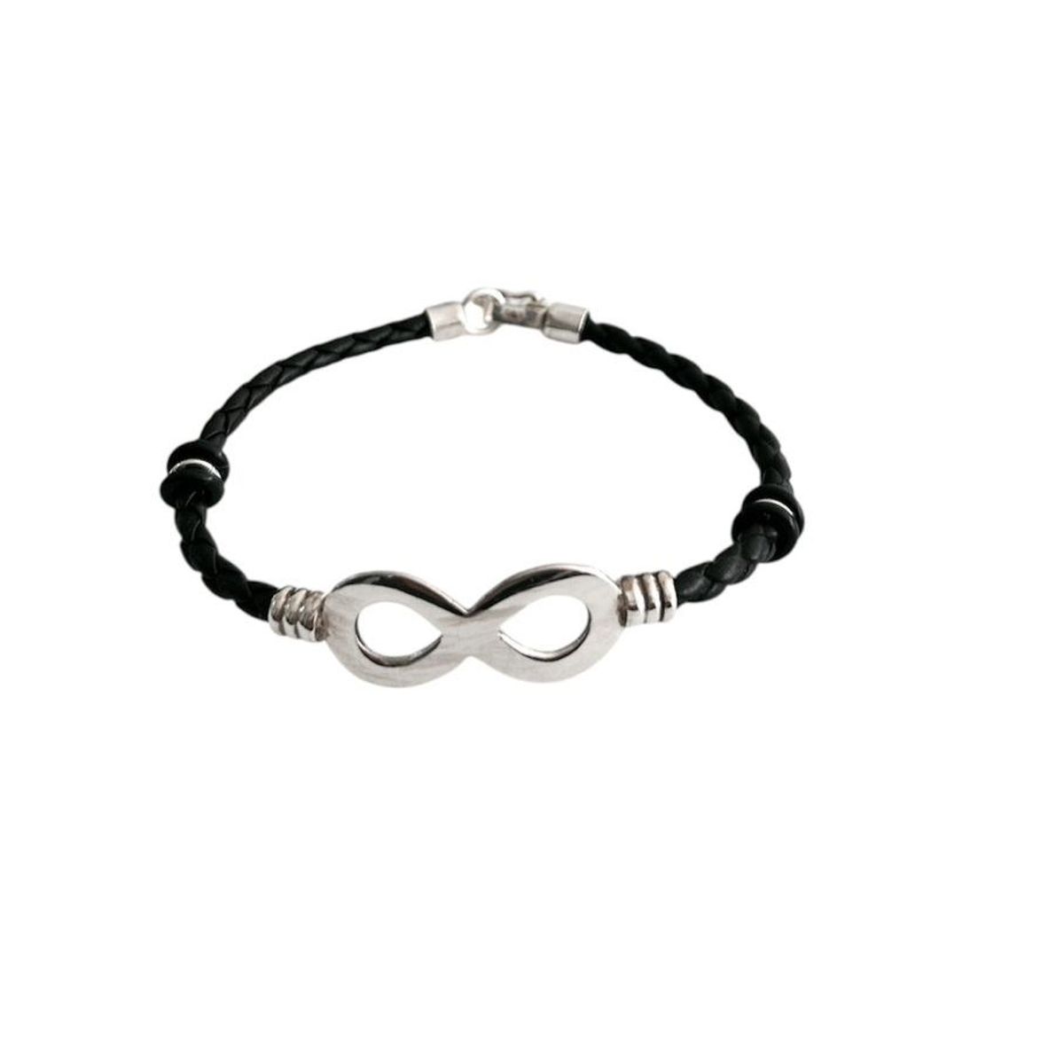 JOYERIA D'PILMER - PULSERA CUERO INFINITO NEGRO