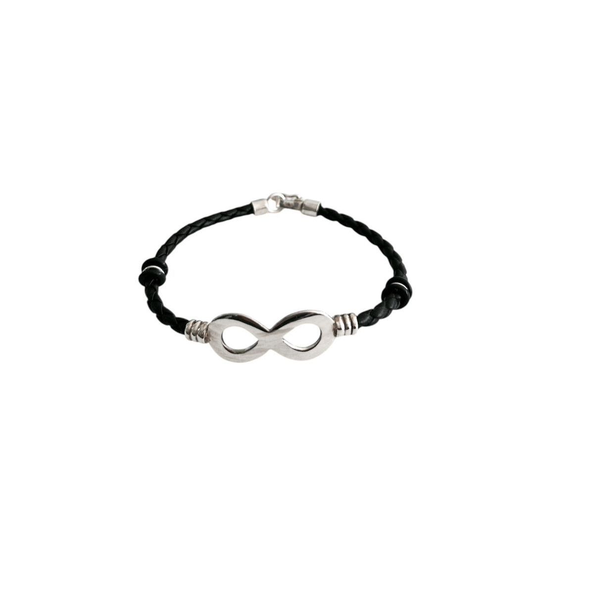 JOYERIA D'PILMER - PULSERA CUERO INFINITO NEGRO