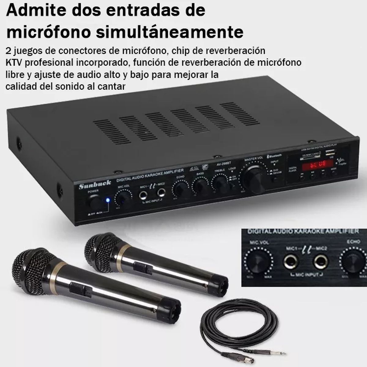 U BUY - Amplificador De Audio Radio Bluetooth 5 Canales 2000w