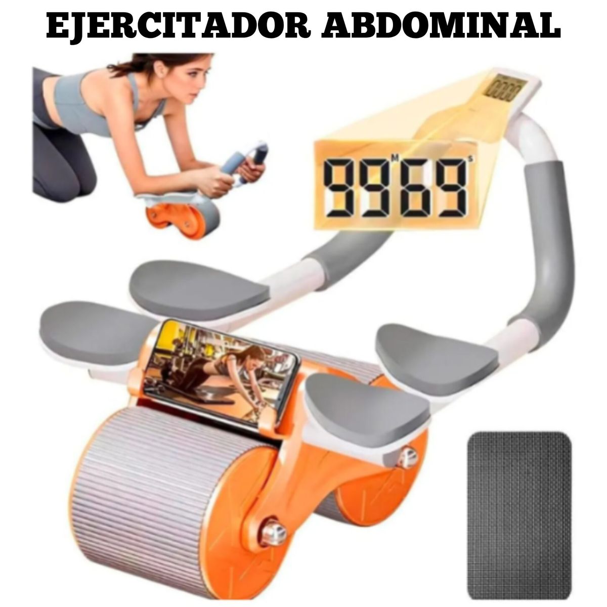 OEM - Rueda Abdominal Doble con Rebote + Temporizador Color Rosado