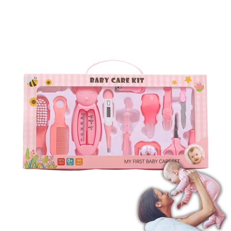 GENERICO - Kit de Cuidado Personal Rosado para Bebé 13 Pcs