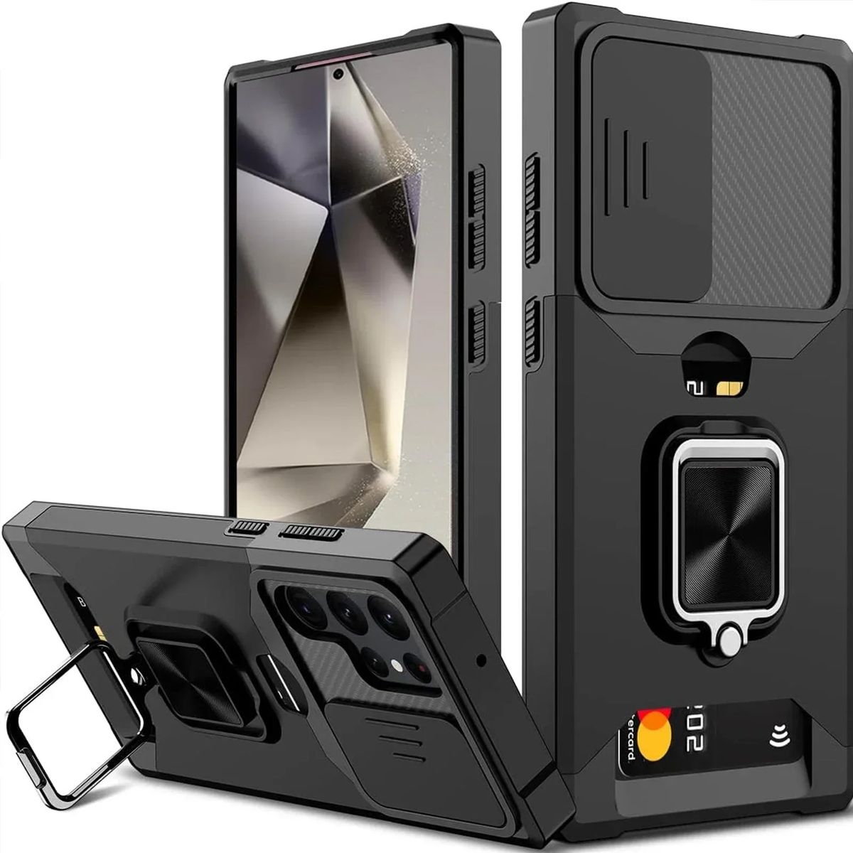 OEM - Carcasa Samsung S25 Plus Tarjetero Anillo Holder