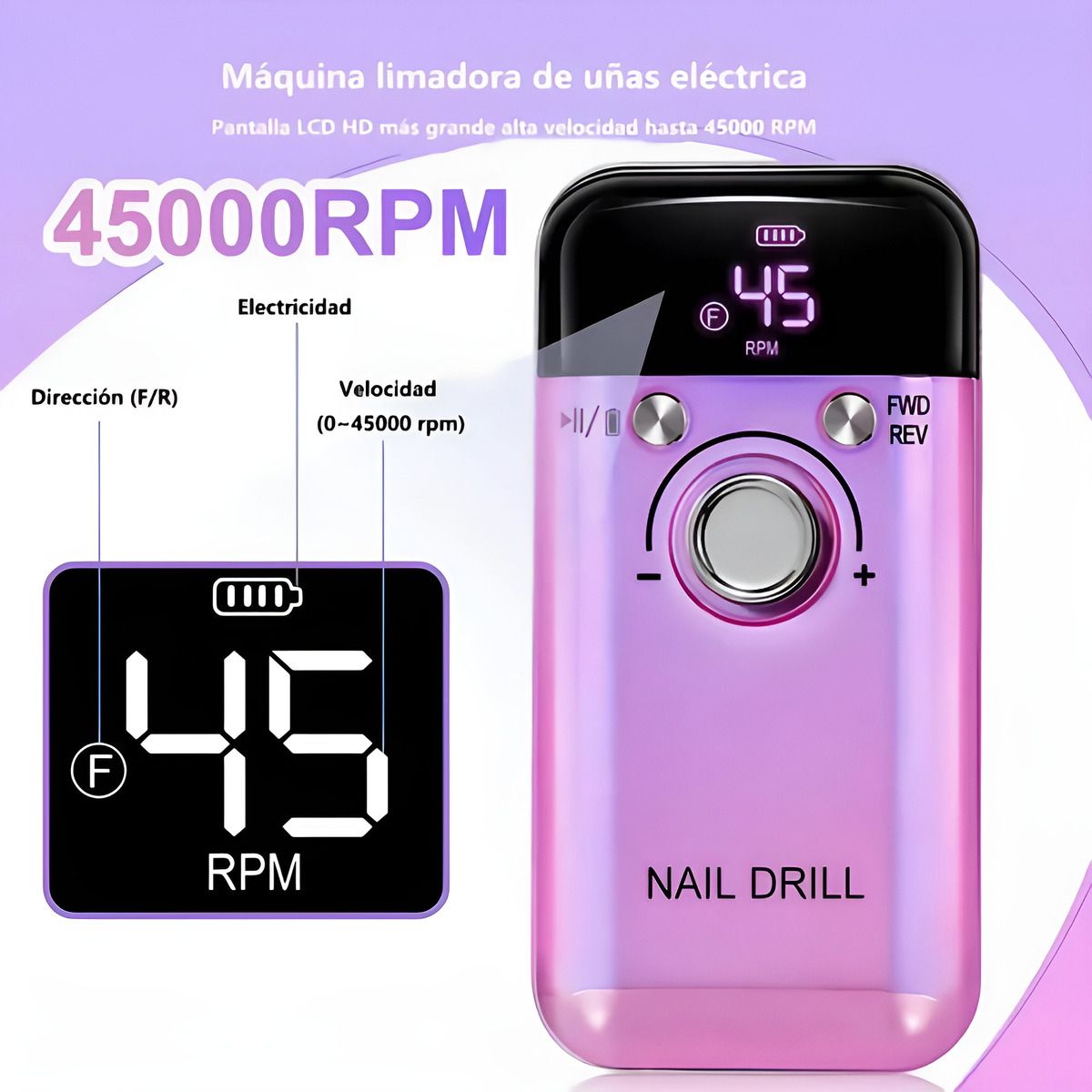 U BUY - Pulidor De Uñas Esmeril Profesional Drill Portátil 45000rpm