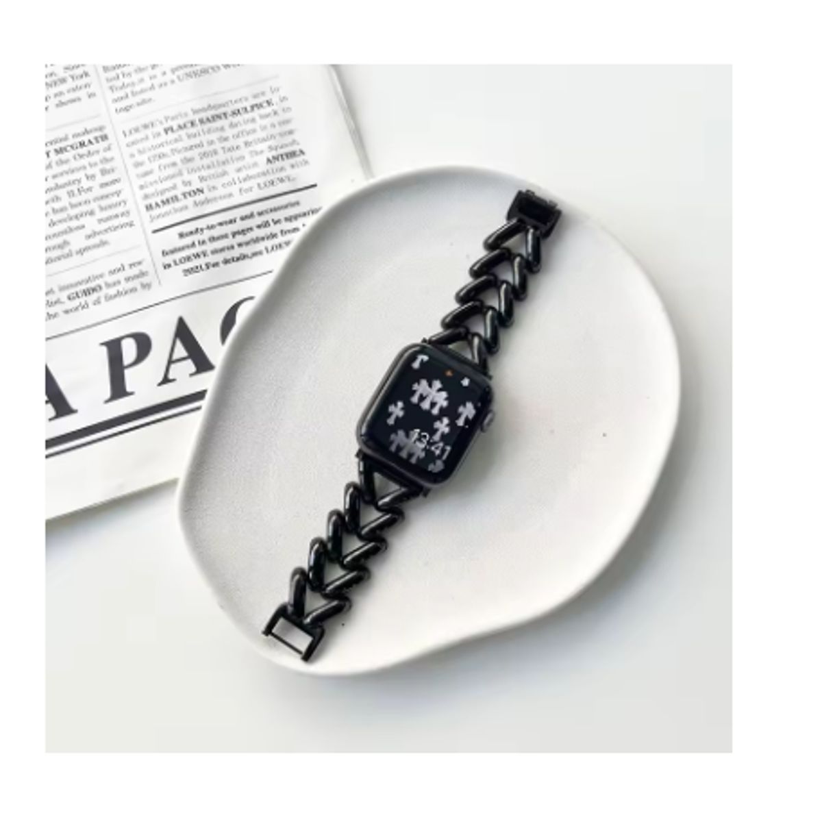 GENERICO - Correa Acero Trenzada para Apple Watch 45mm - Negro