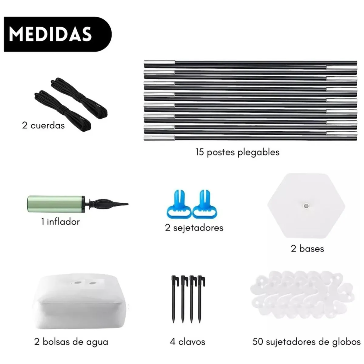 U BUY - Base Estructura Para Arco De Globos Completo 27 X 3 Metros