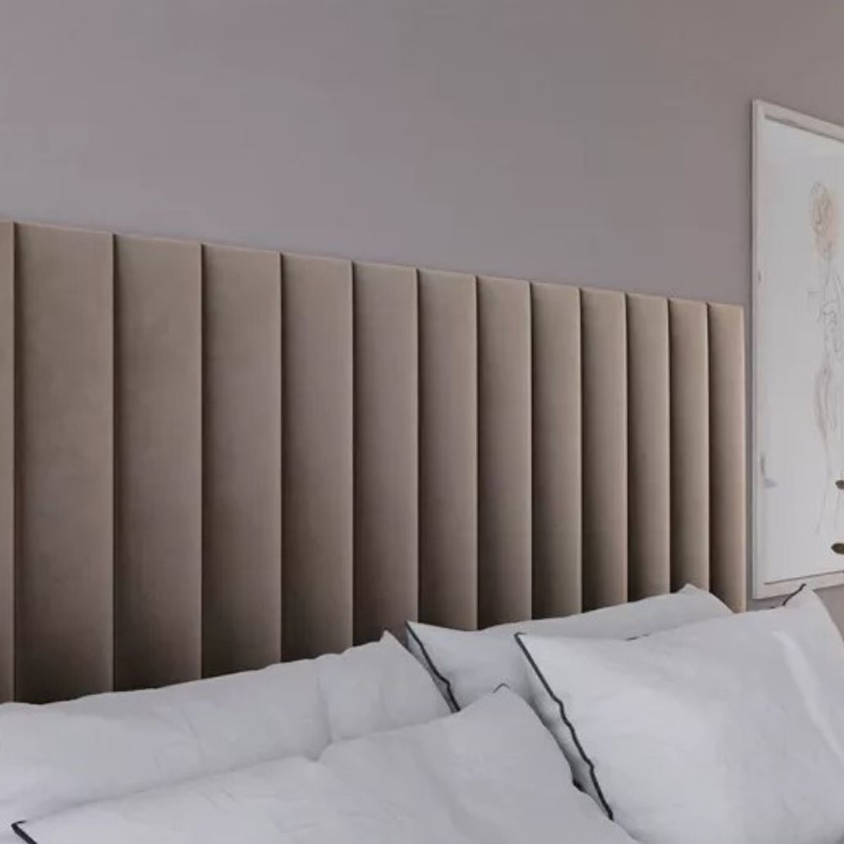 GENERICO - Cabecera Box Slotted Panel Queen - Beige Oscuro