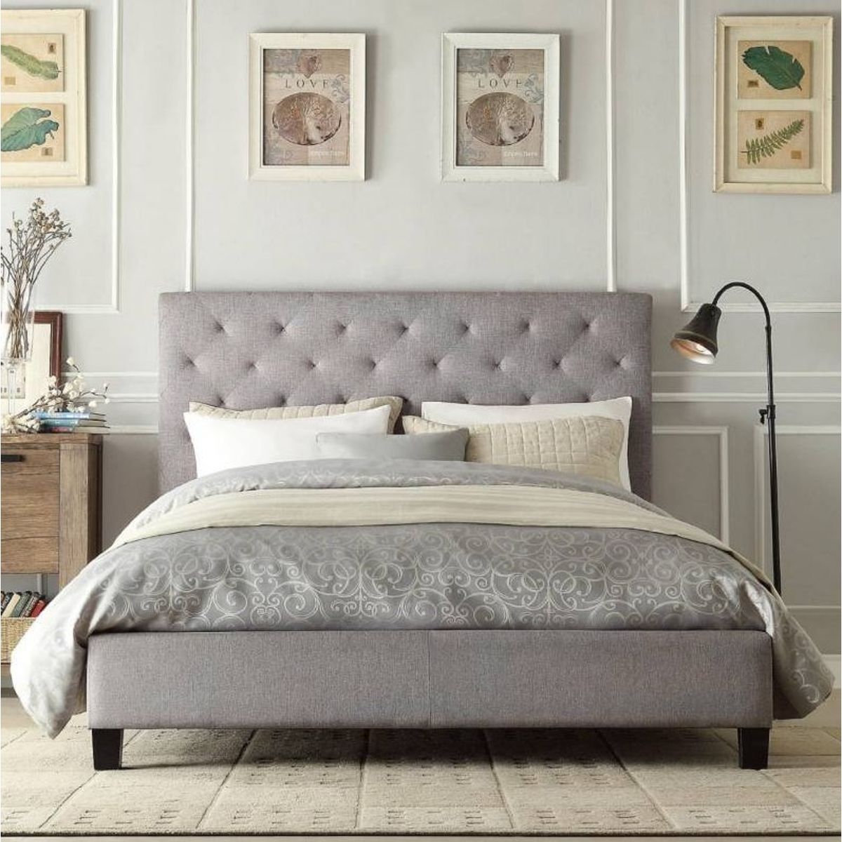 GENERICO - Cabecera Box Weymi 1.5 Plazas Capitoné - Gris Claro