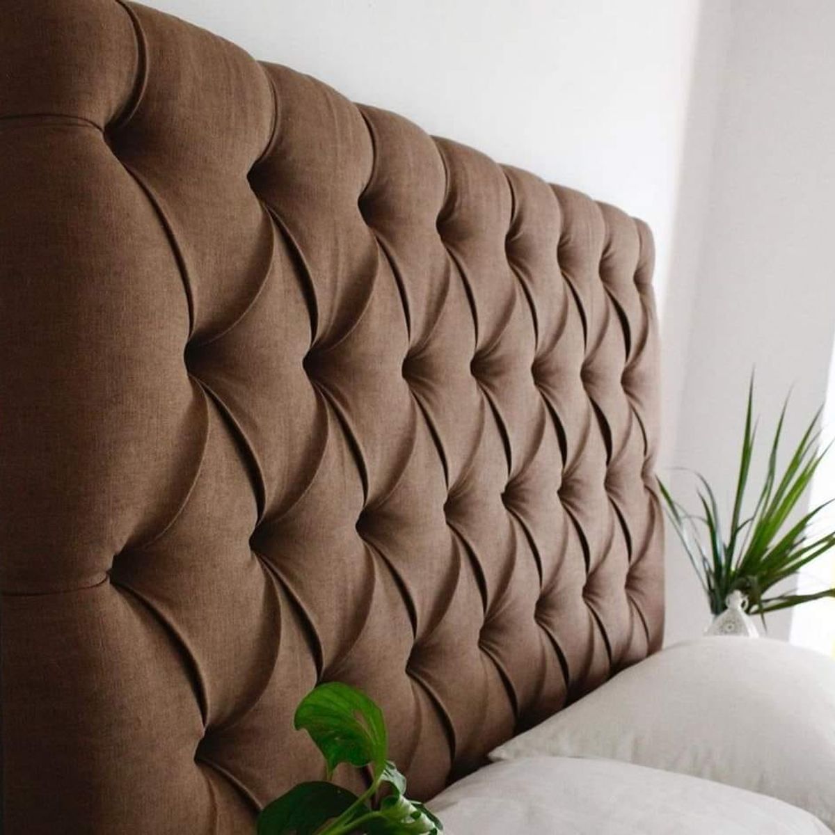 GENERICO - Cabecera Box Weymi 2 Plazas Capitoné  - Marrón