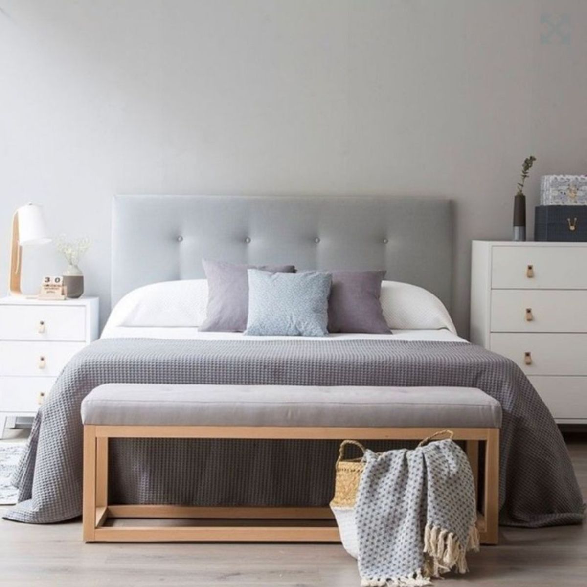 GENERICO - Cabecera Box Weymi 2 Plazas Lineal - Gris Claro