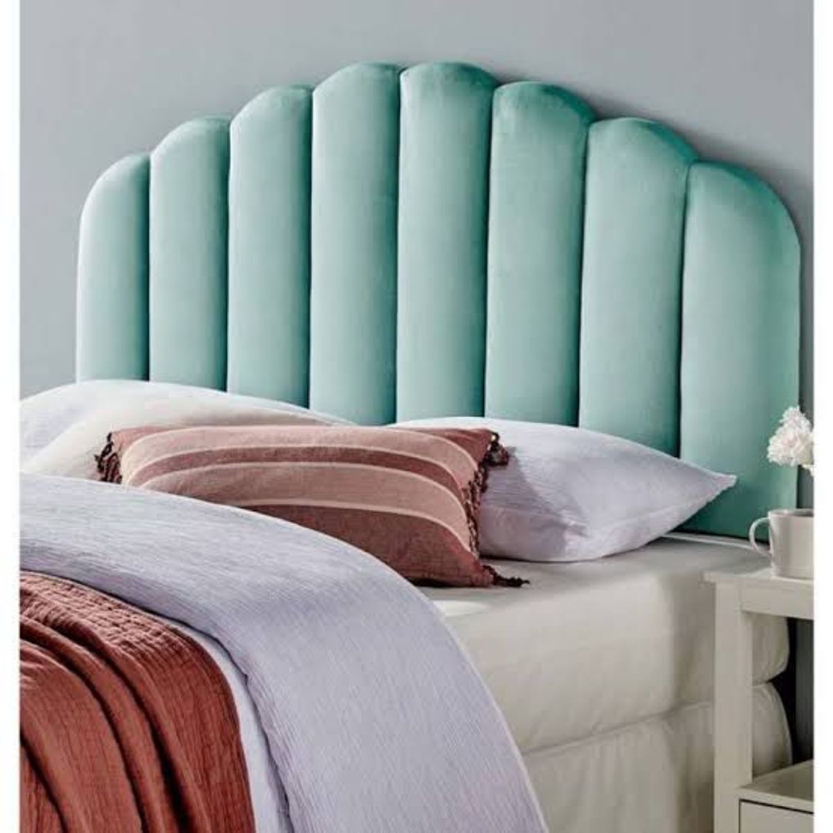 GENERICO - Cabecera Box Weymi 2 Plazas Panel Curvo - Verde Aqua