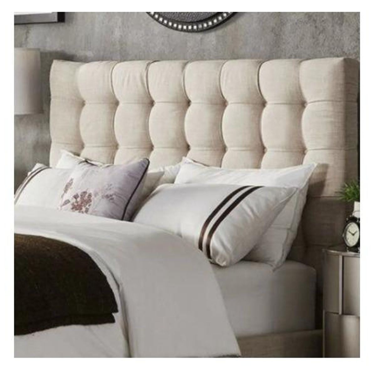 GENERICO - Cabecera Box Weymi Lineal King  Beige Hueso