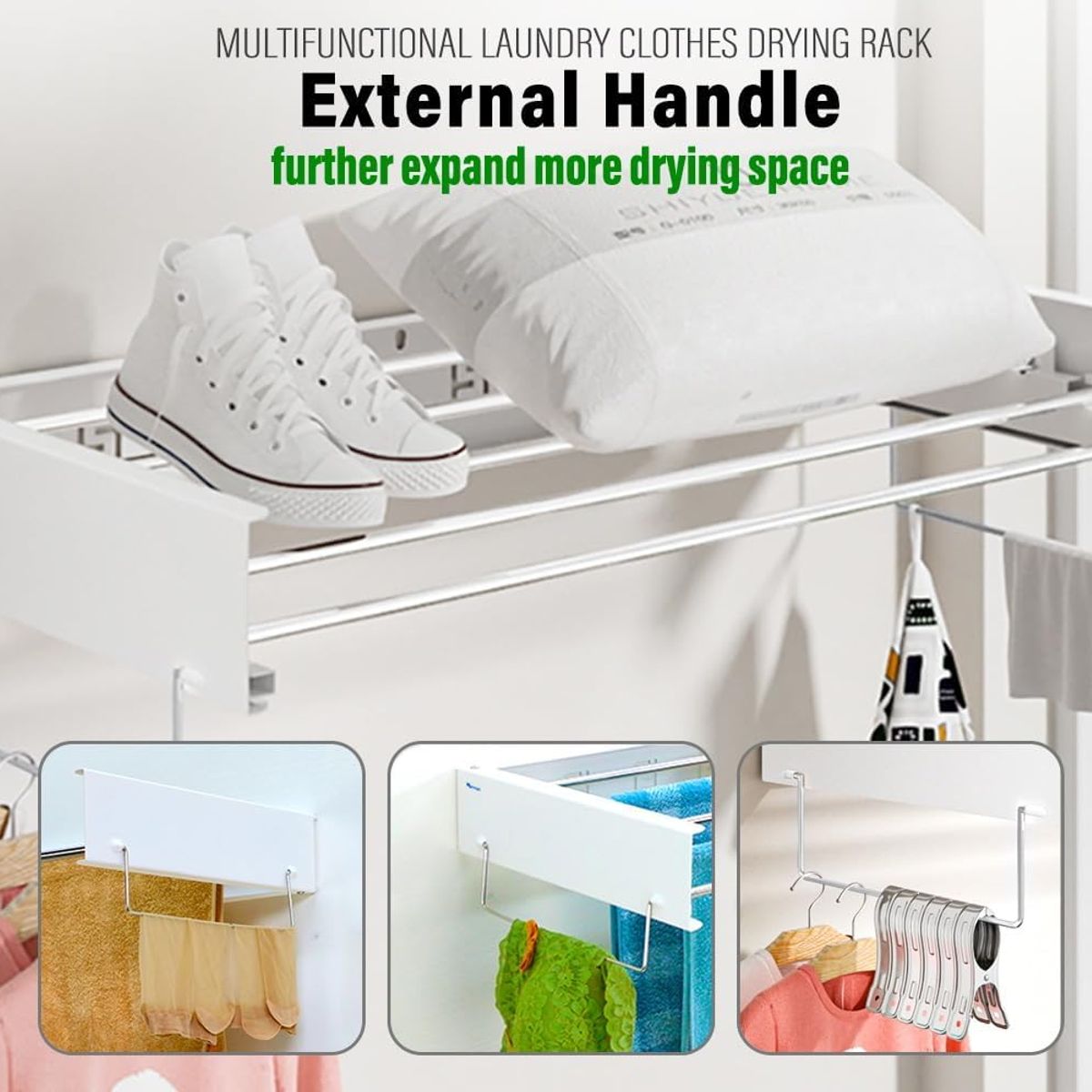 Tendedero de ropa plegable retráctil de pared, marca ANYHOGAR - Foto 2