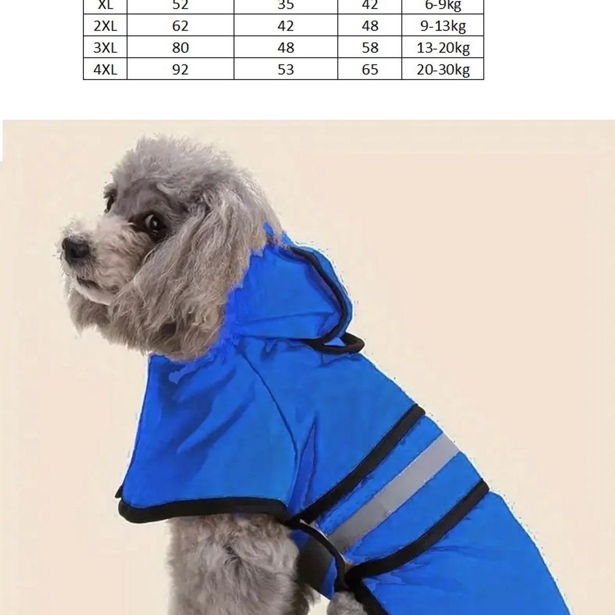 GENERICO - Capa impermeable para perros medianos 9-13kg azul talla 2XL