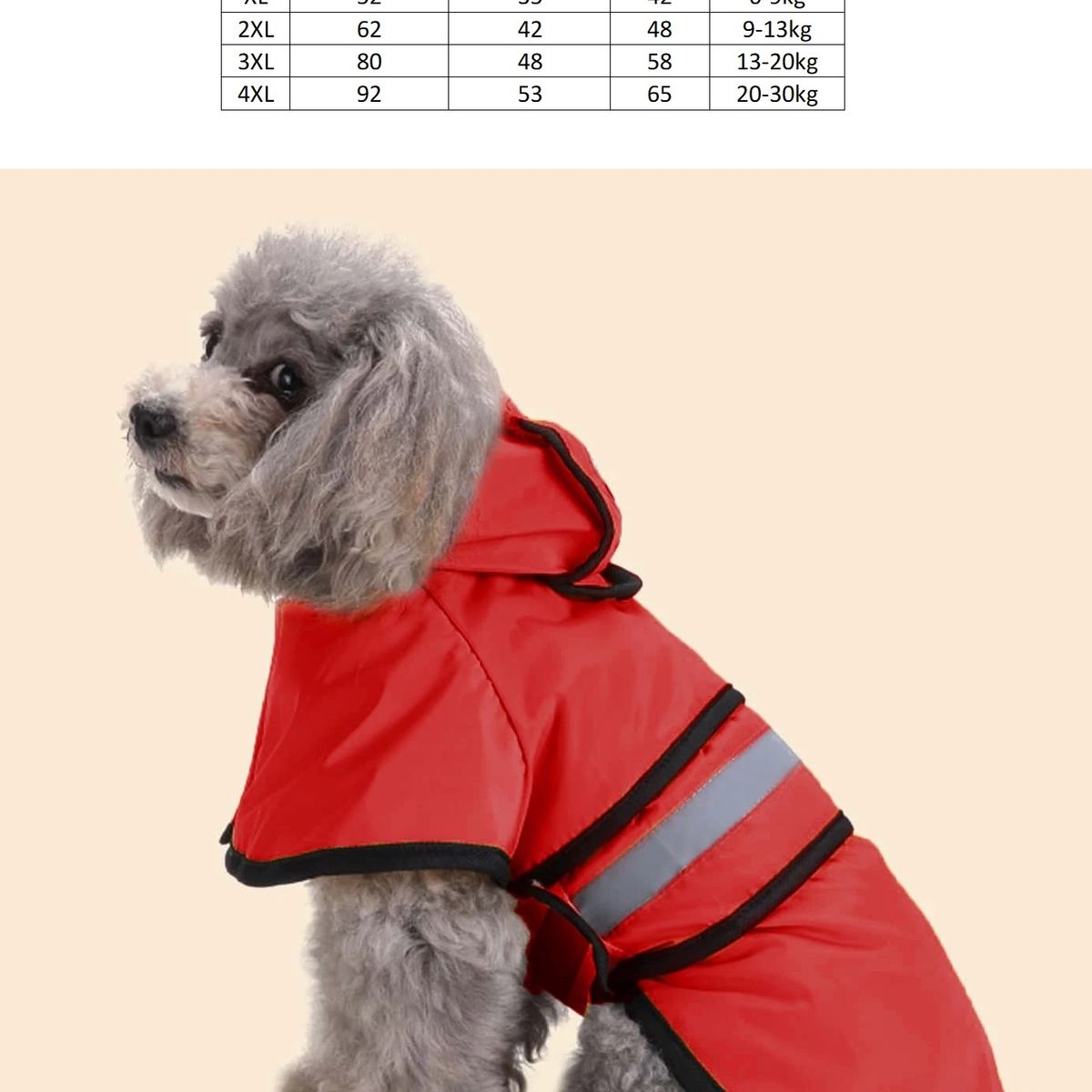 GENERICO - Capa impermeable para perros grandes 13-20kg rojo talla 3XL