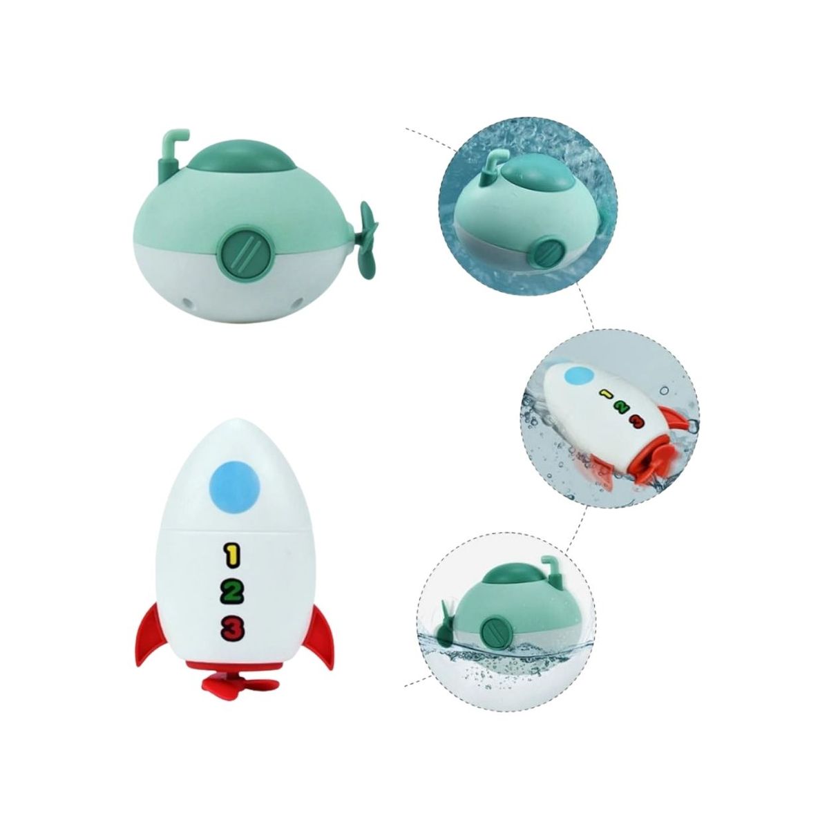GENERICO - Set Juguetes de Baño Submarino y Cohete para Bebés - Verde