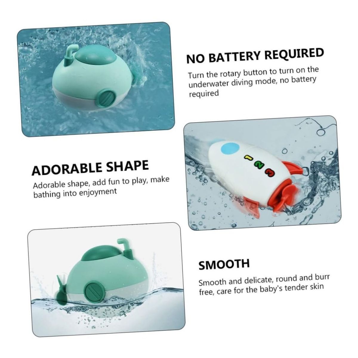 GENERICO - Set Juguetes de Baño Submarino y Cohete para Bebés - Verde