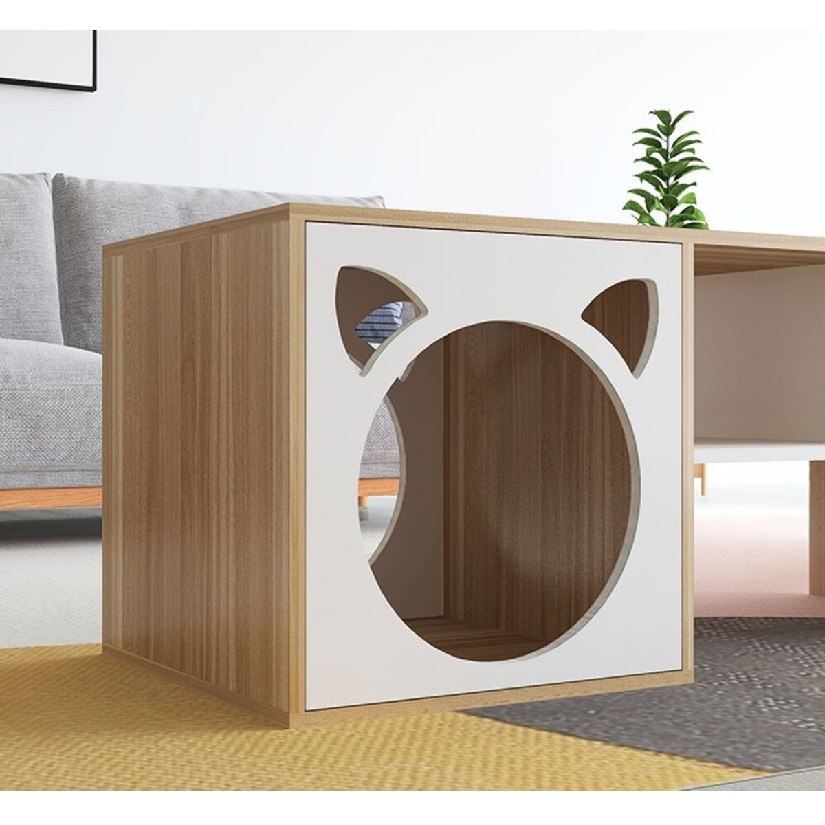 TU MESITA - Mesa de Centro con Espacio para Mascota Moderno Lucio Color PanelaBlanco TU MESITA