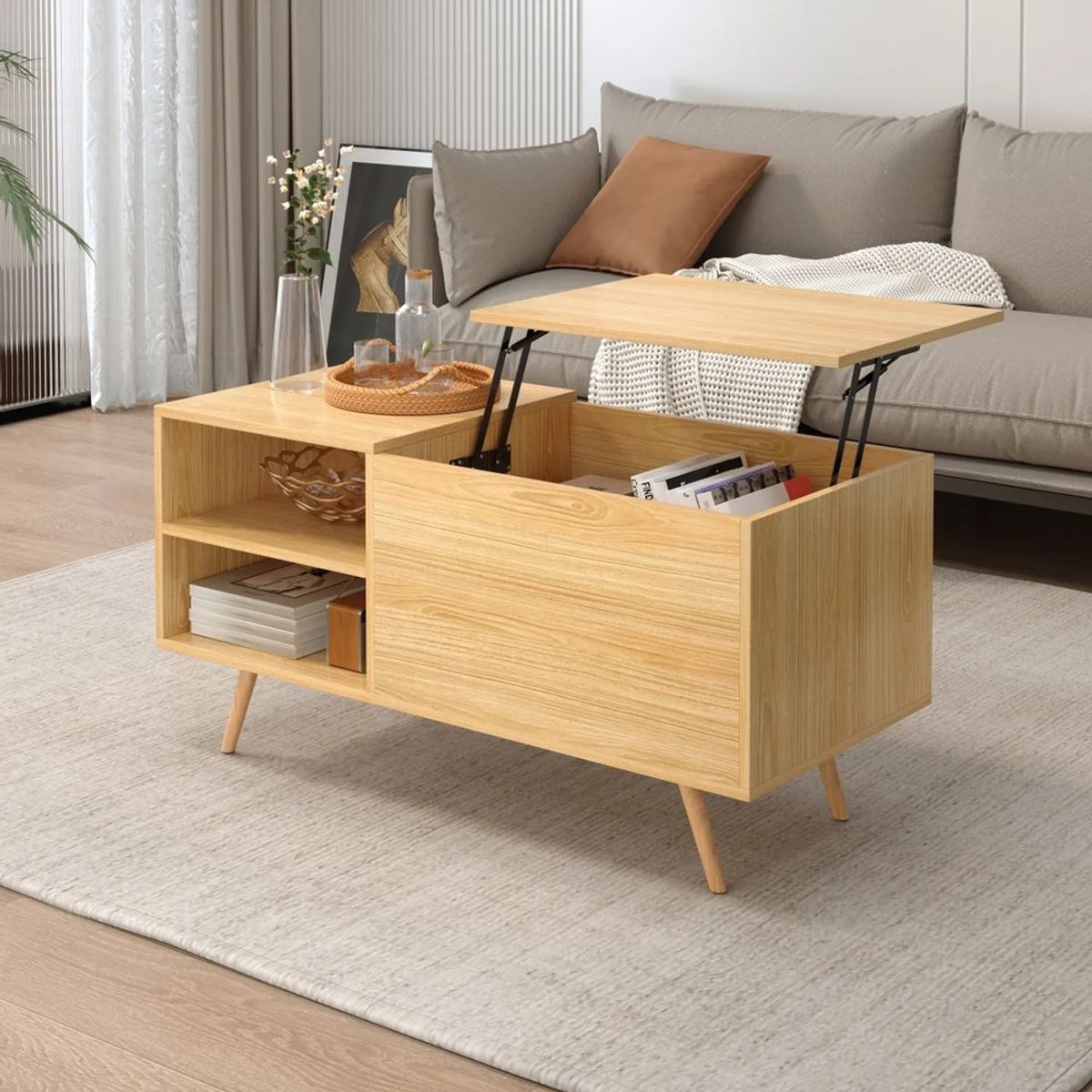 TU MESITA - Mesa de Centro Elevable Moderna Maldy Color Roble Buralo TU MESITA