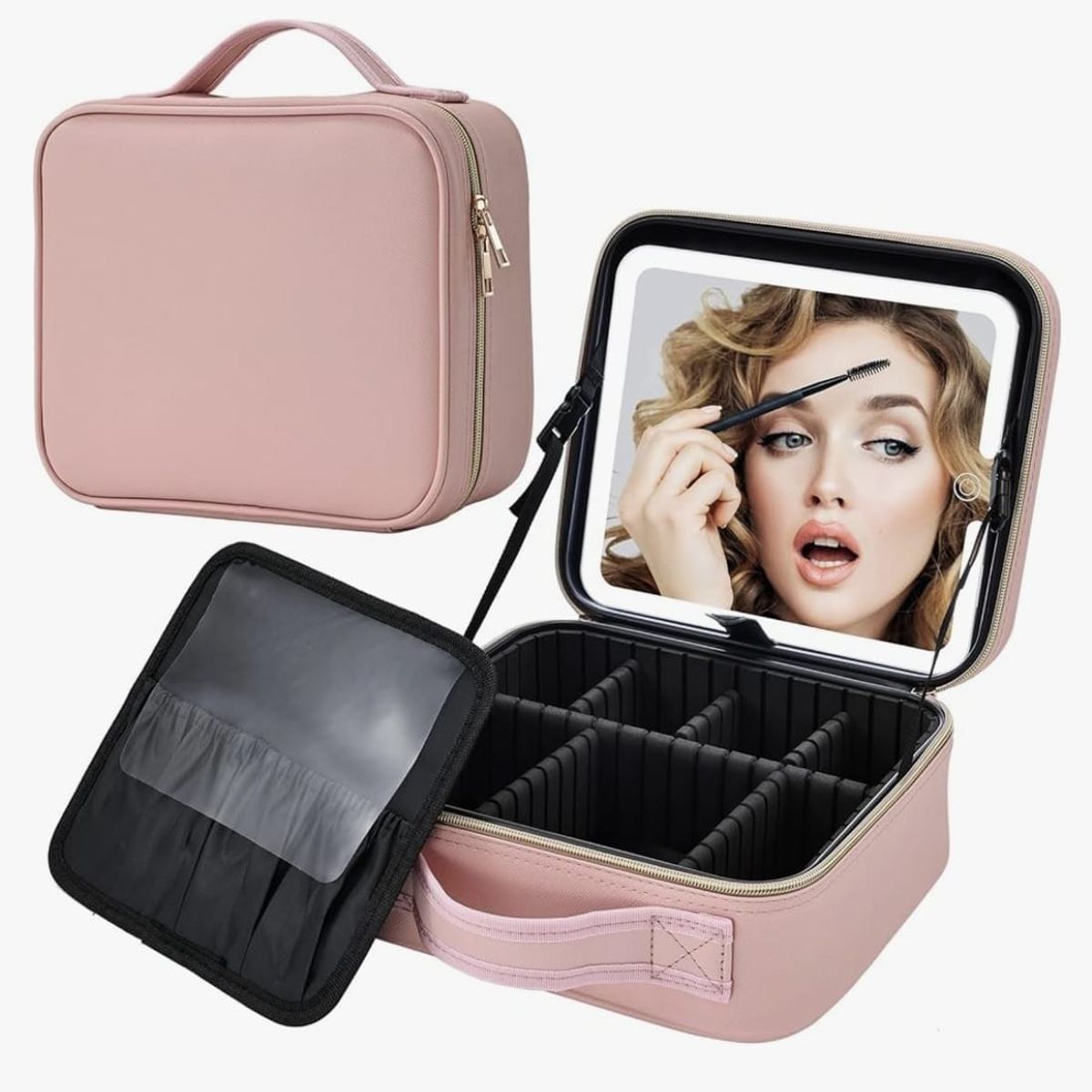 GENERICO - Maleta Organizador De Maquillaje con Espejo Recargable Y Luz Led