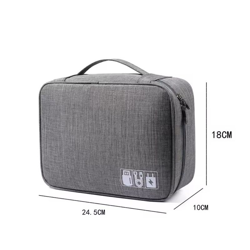 GENERICO - Estuche Organizador Porta Cable-Cargador-Auricular Grande-Gris