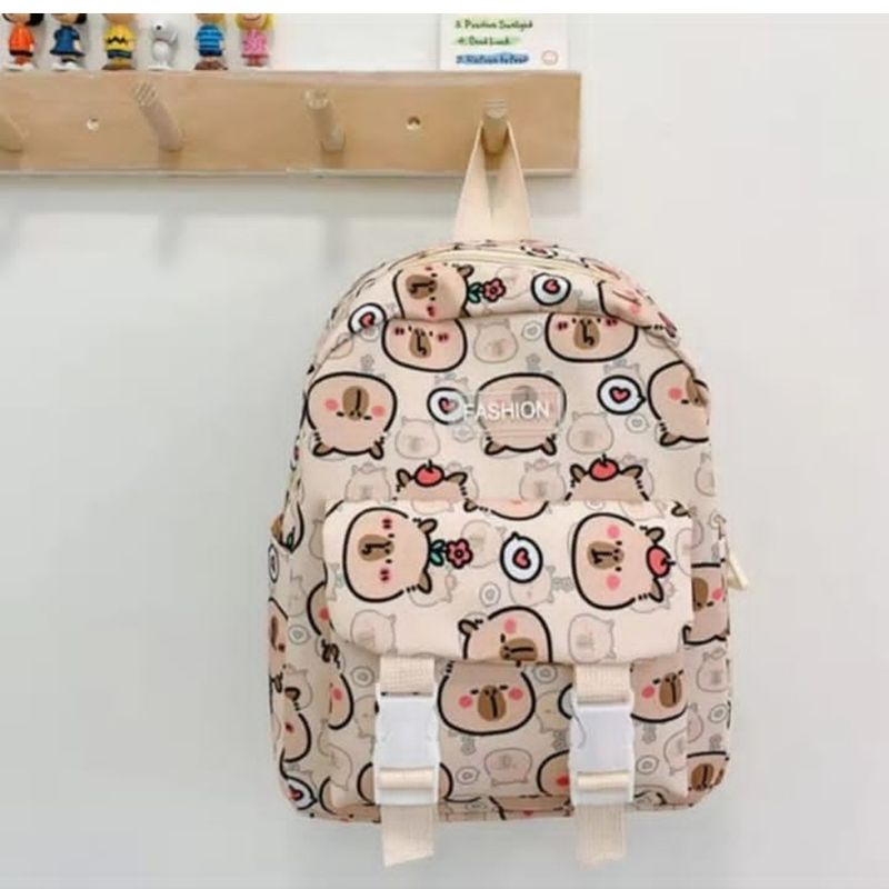 GENERICO - MOCHILA CAPIBARA UNISEX KIDS CALIDAD TOP COLOR CREMA