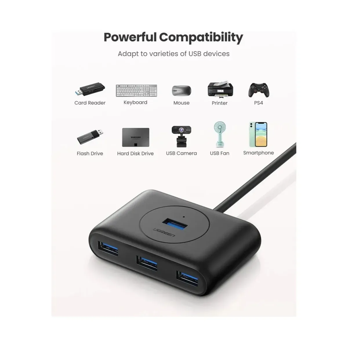 UGREEN - Ugreen Hub De 4 Puertos Usb 3.0 Adaptador